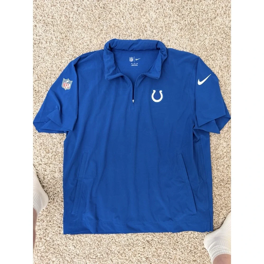 Nike Indianapolis Colts Team Issued On-Field Short Sleeve Warm‎ Up Hoodie 2XL